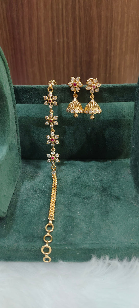 Pure panchaloham ladies bracelet with panchaloham jumkas