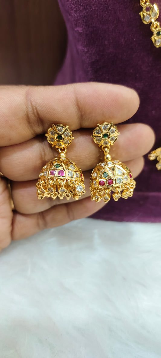 Pure panchaloham vintage look multi colour necklace set