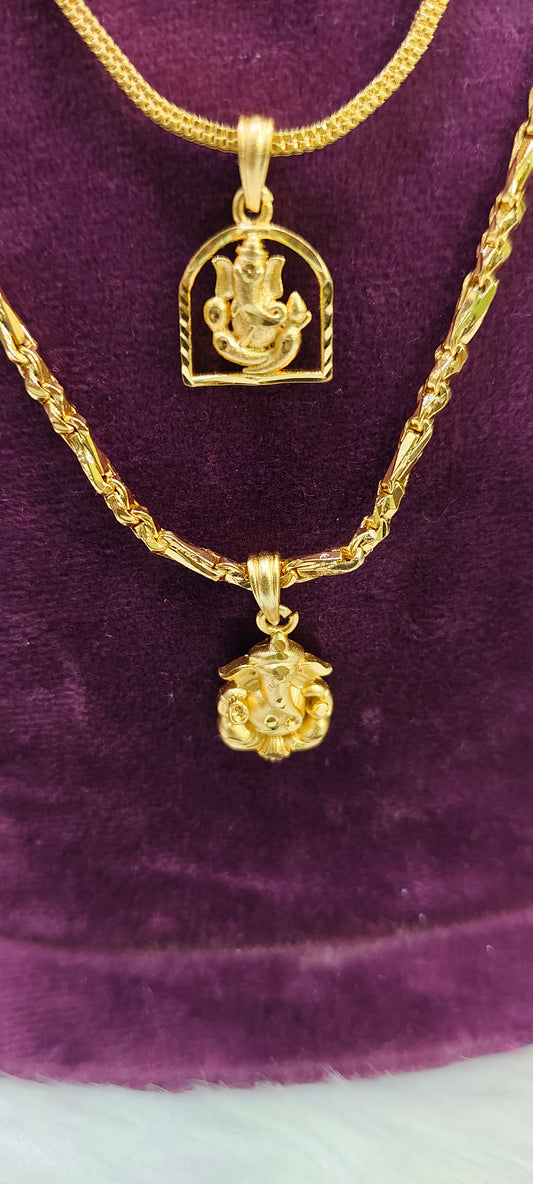 Mens ganesh chain and ladies ganesh chain combo (18" length Both)