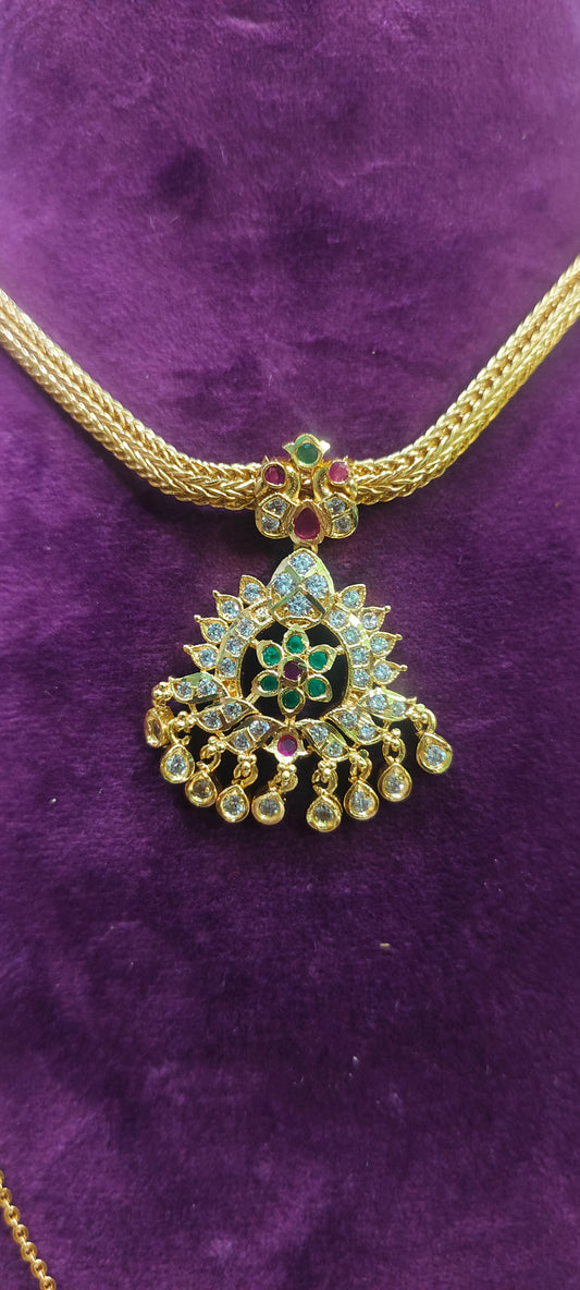 Premium micro gold plated 26" length chandra haram with nanu necklace combo