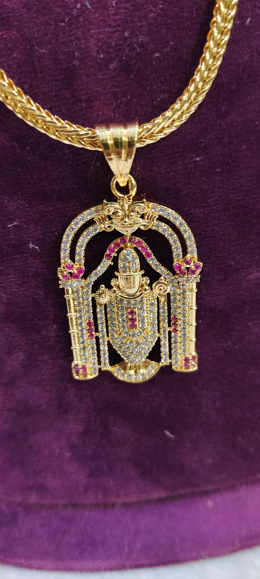 Gold look 24" length balaji pendant chain