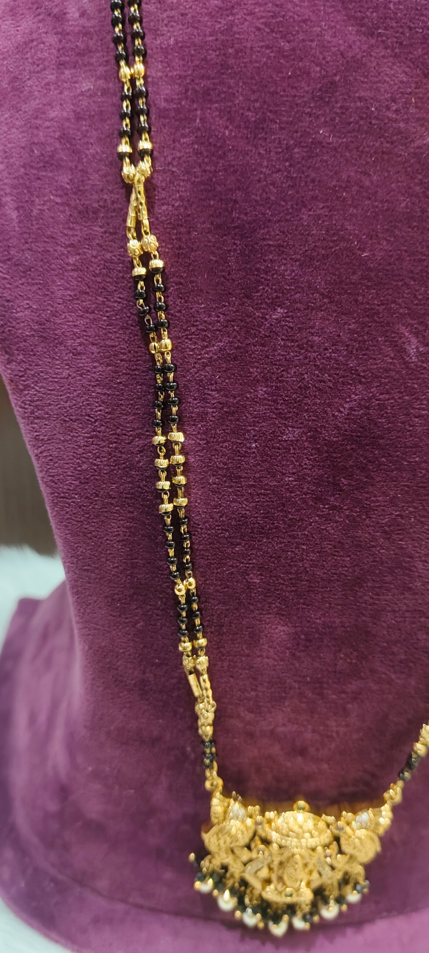 Premium nakshi 2 line 28" length black beads