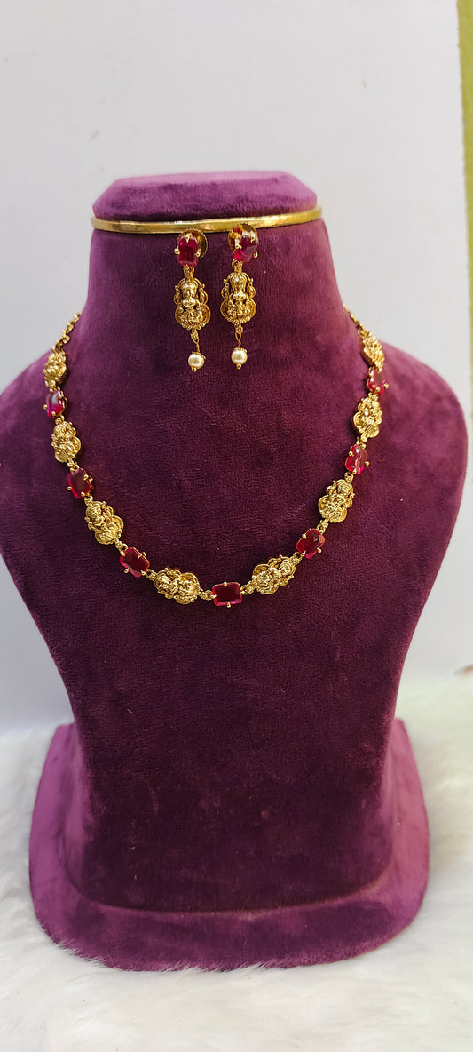 Premium nakshi Lakshmi Devi necklace set
