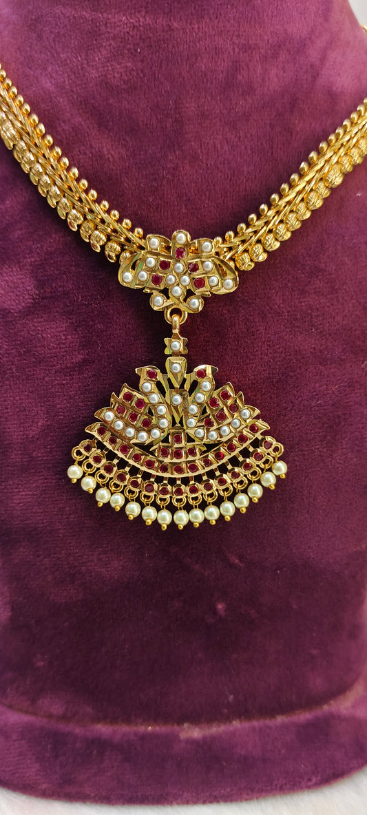 Pure panchaloham gold look mango necklace