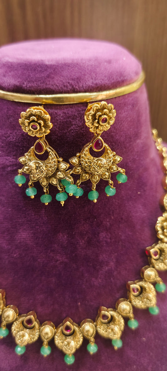 Premium antique nakshi necklace set