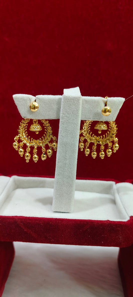 100% gold look chandbali earrings