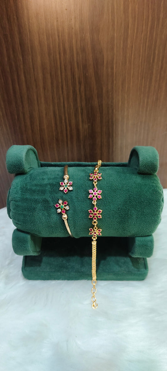 Pure panchaloham ladies polished bracelet and unpolished kada combo