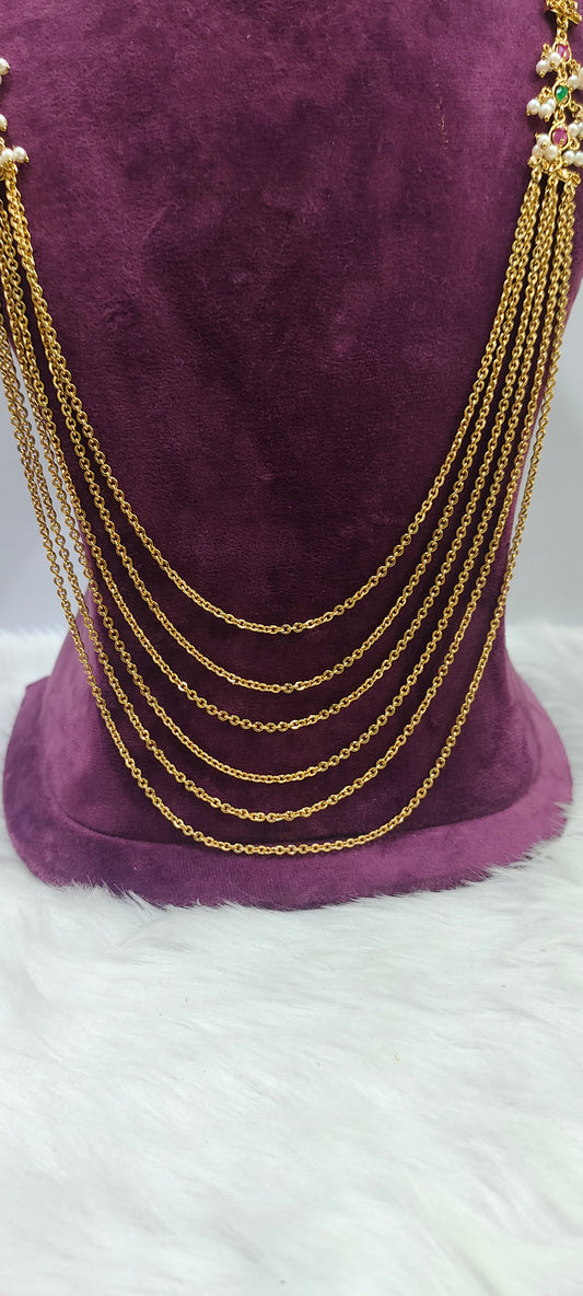 Premium nakshi 32" length step Chandraharam with earrings