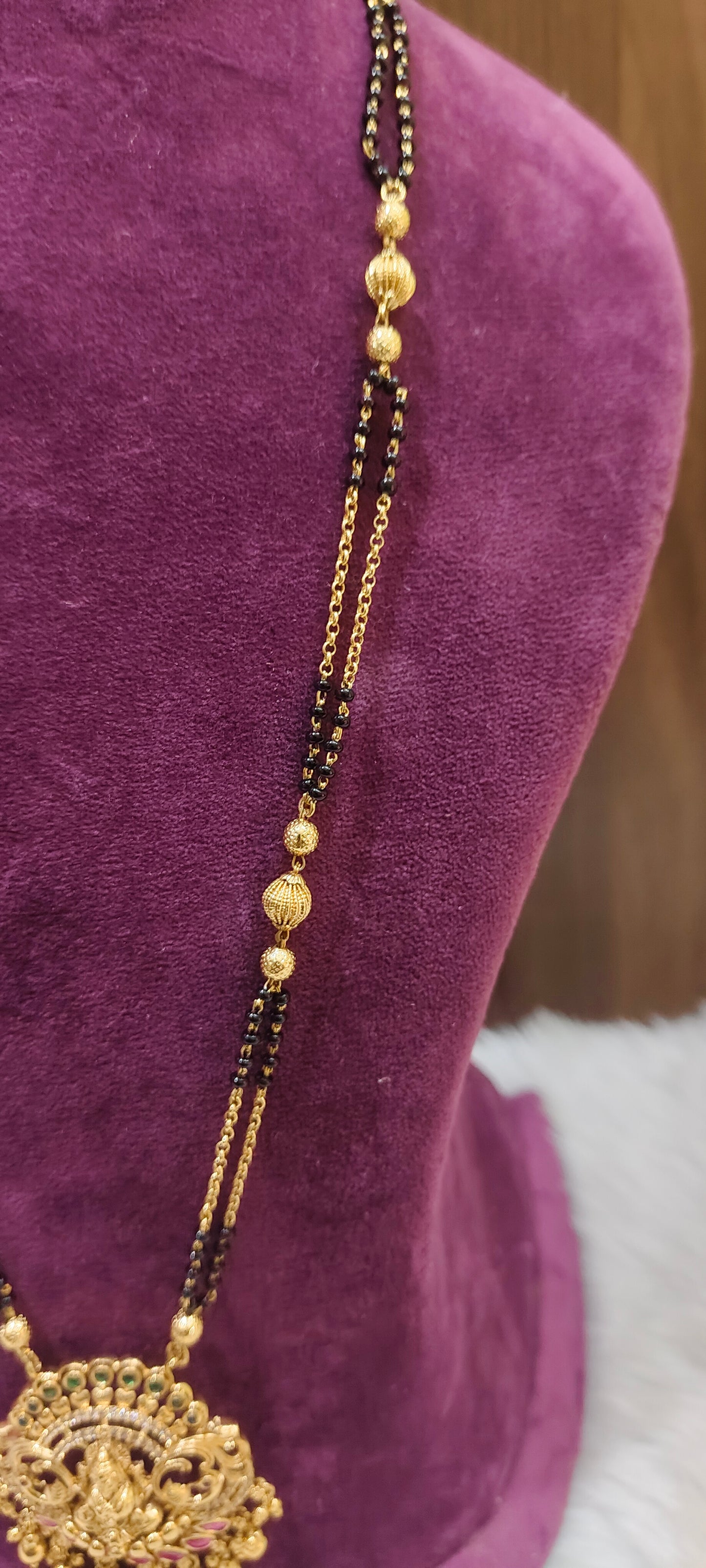 Premium nakshi 28" length 2 line unique black beads