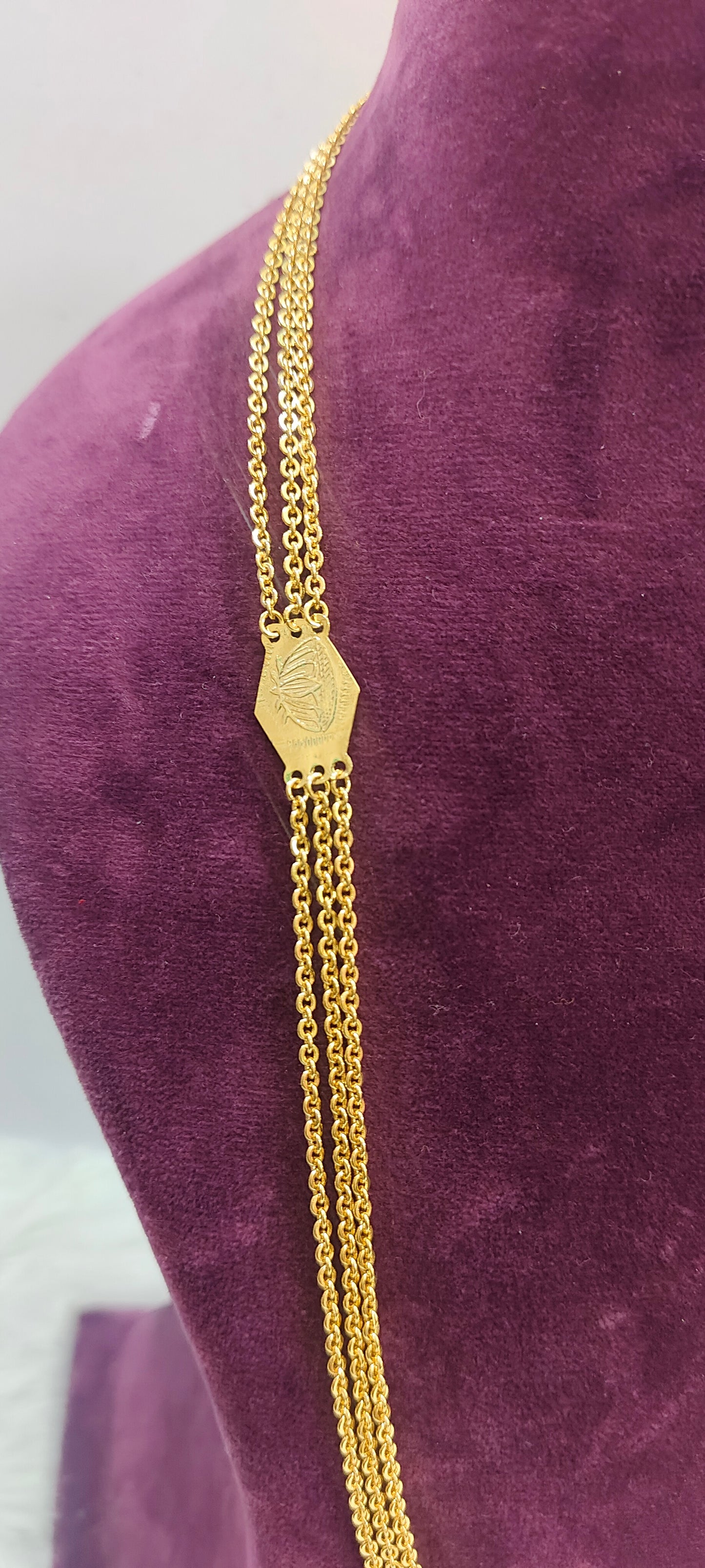 Premium micro gold plated 26" length 3 line chandraharam