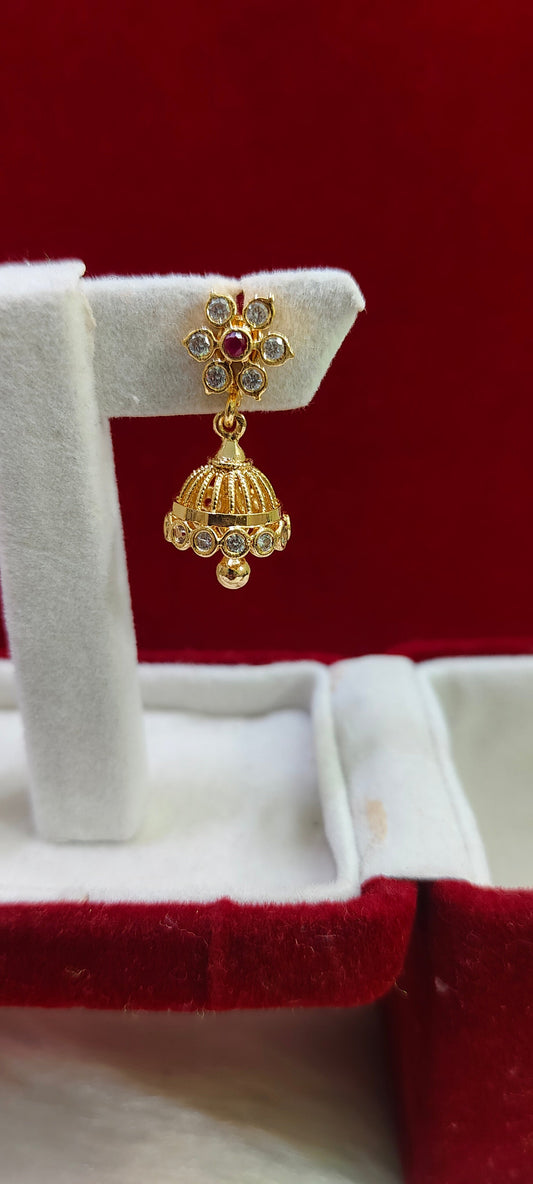 Pure panchaloham diamond look jumkas with detachable stud