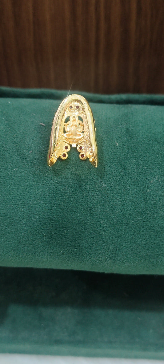 Premium micro gold plated Lakshmi Devi vanki ring