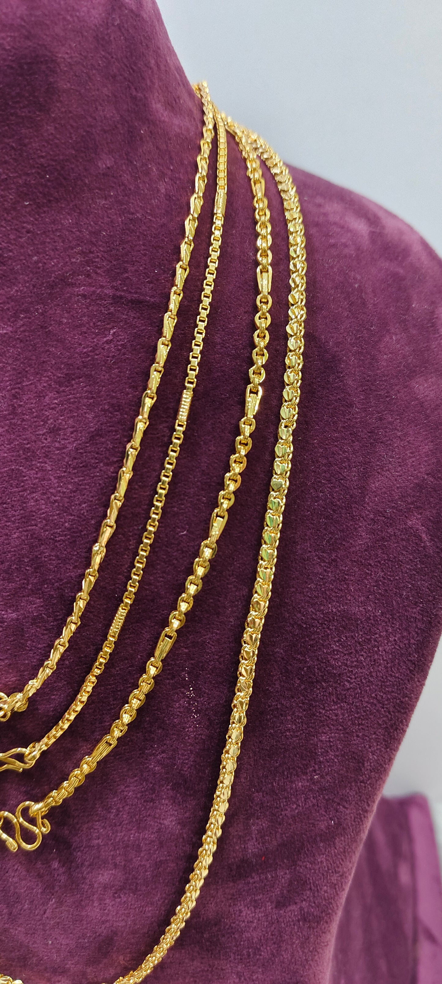 Premium micro gold plated 4 chains combo (24" thali chain,20"mens chain,2 short chain 18" length)