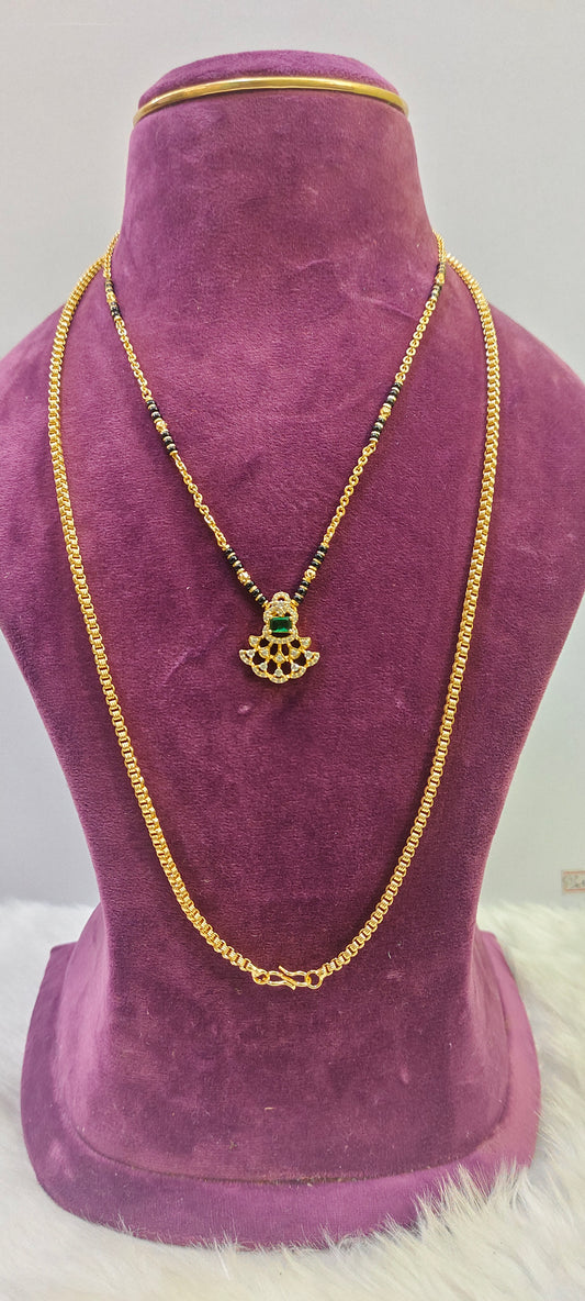 26" length thali chain and 18" length black beads combo