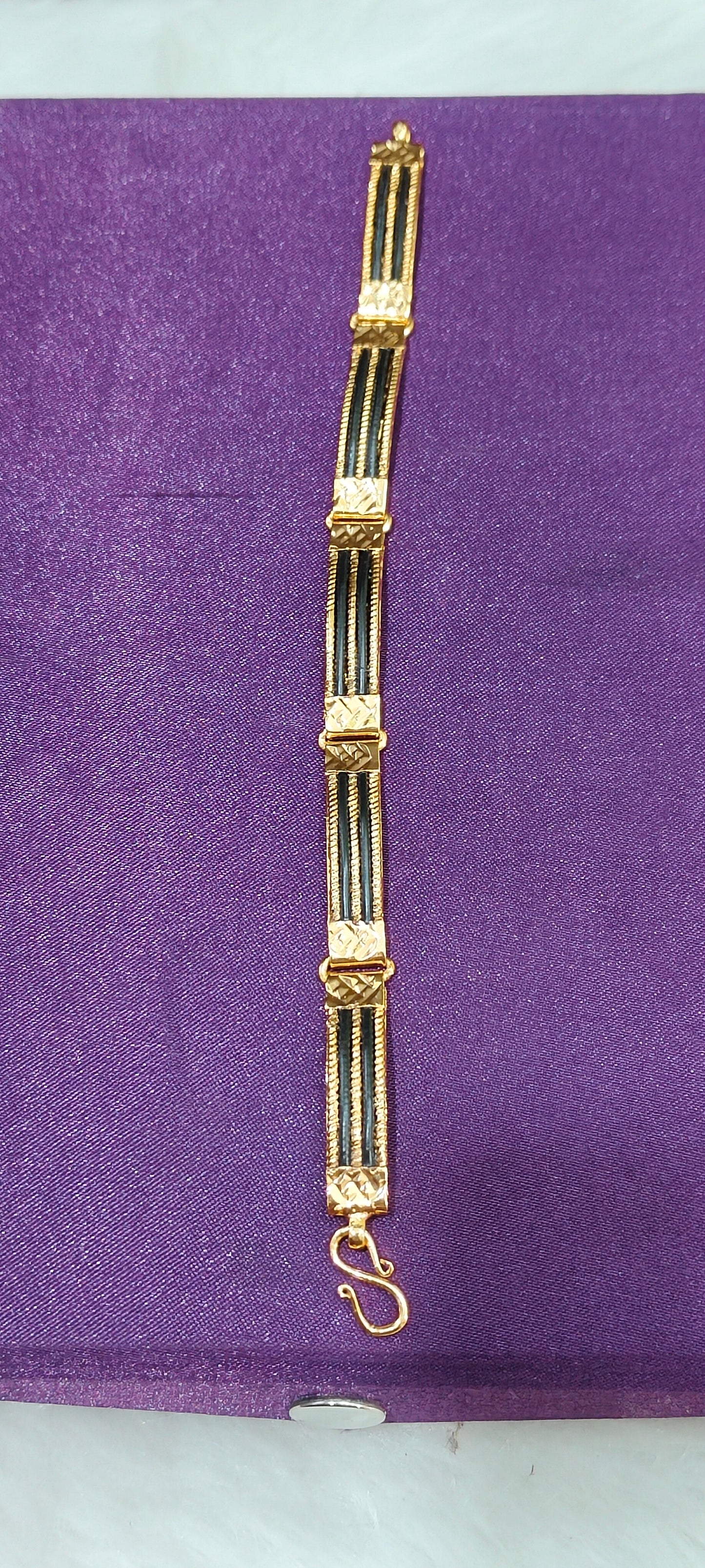 Premium micro gold plated 7" length elephant hair mens bracelet