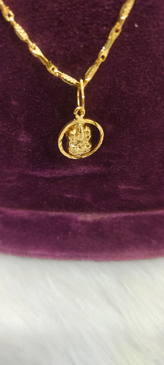 Premium micro gold plated 18" length Lakshmi Devi pendant chain