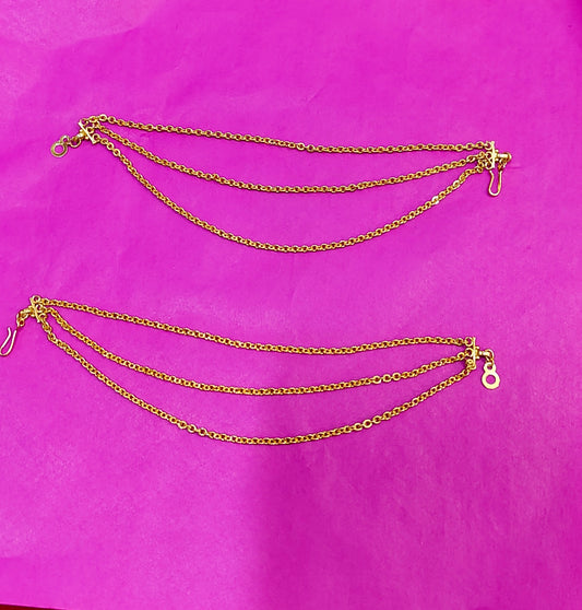 Simple gold look 3 line earrchains