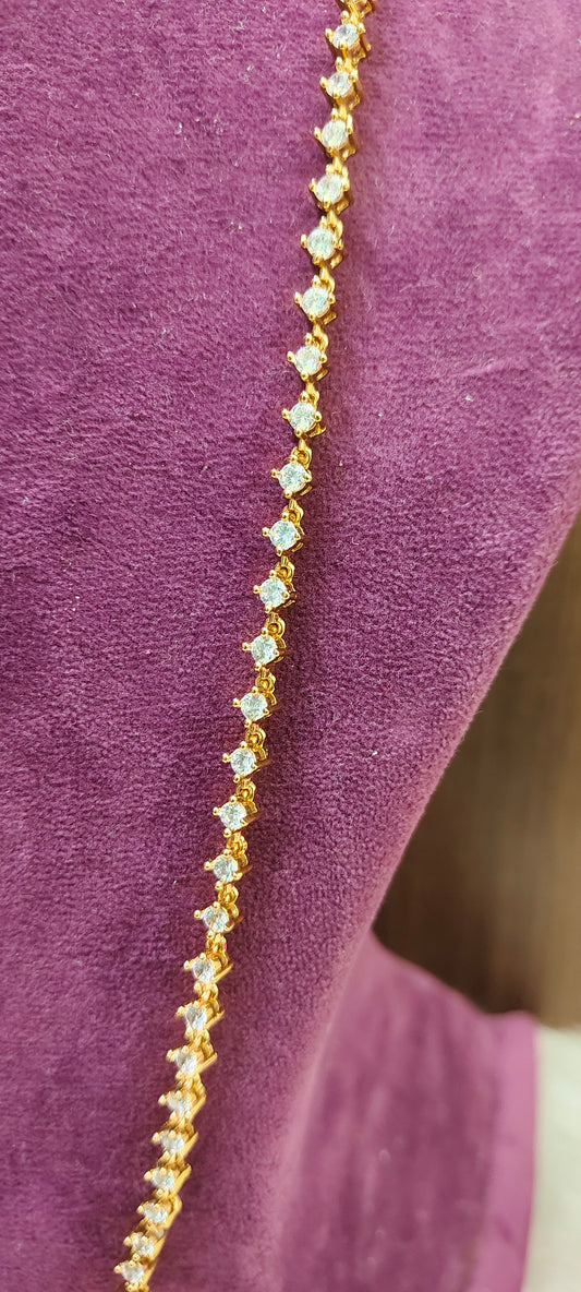 Simple daimond look 30" length thali chain with sustara