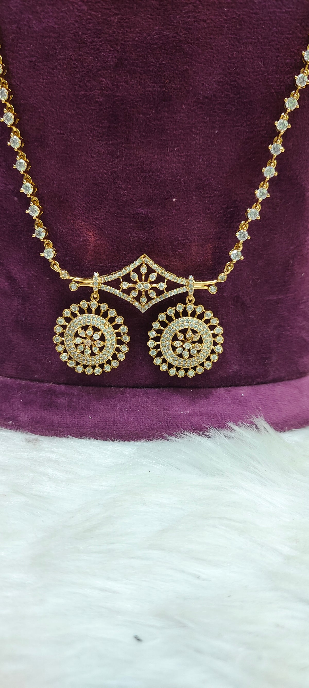 Simple daimond look 30" length thali chain with sustara