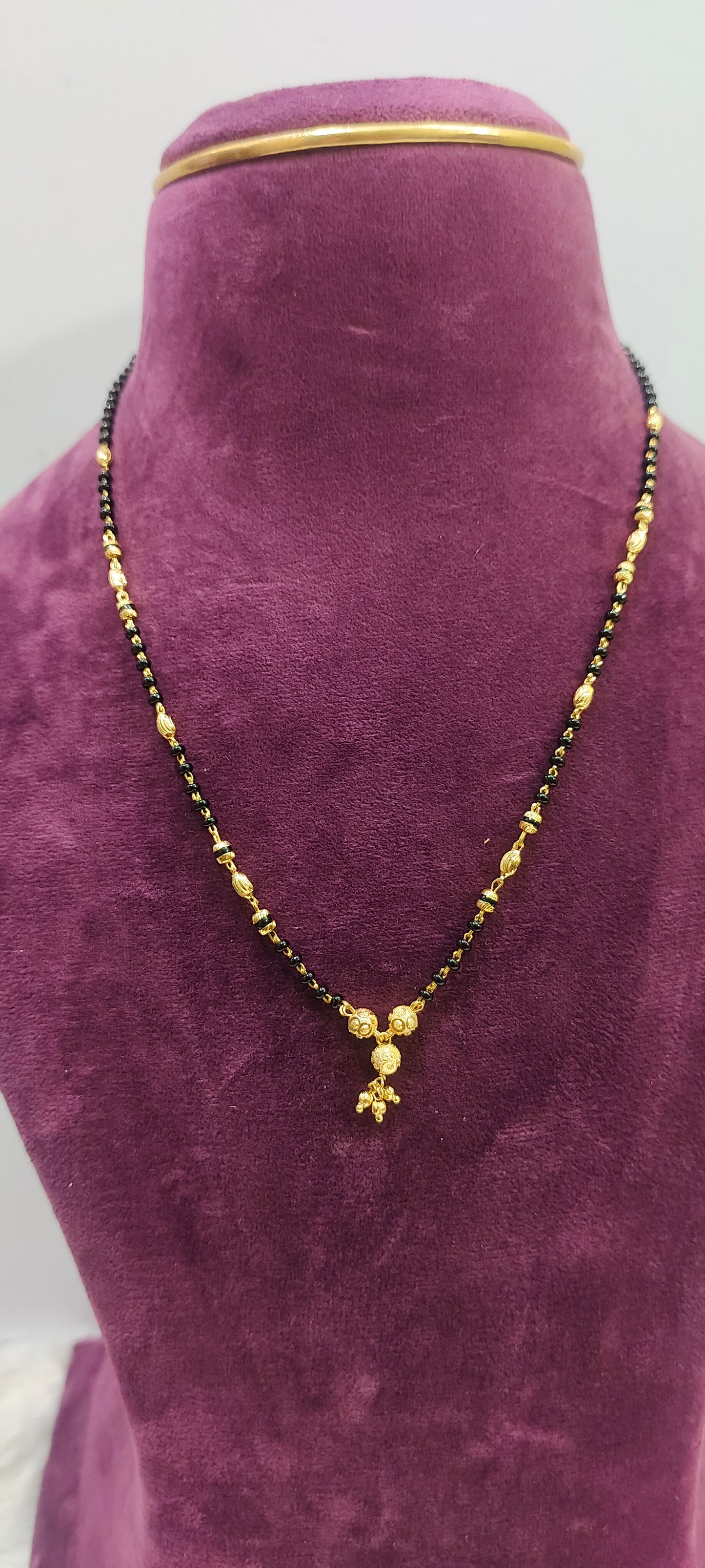 Premium micro gold plated 26" length Thali chain and 18" Short black beads