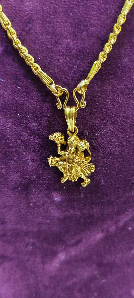 Gold look 20" length ganesh or hanuman pendant chain
