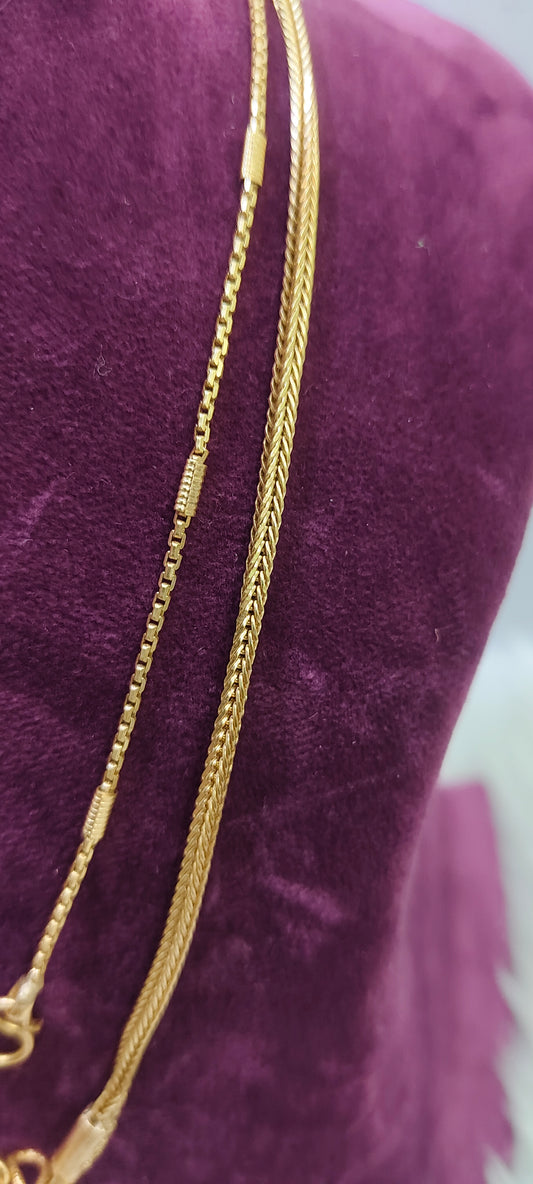 pure panchaloham unpolished mens chain and ladies chain combo( both 18" length)