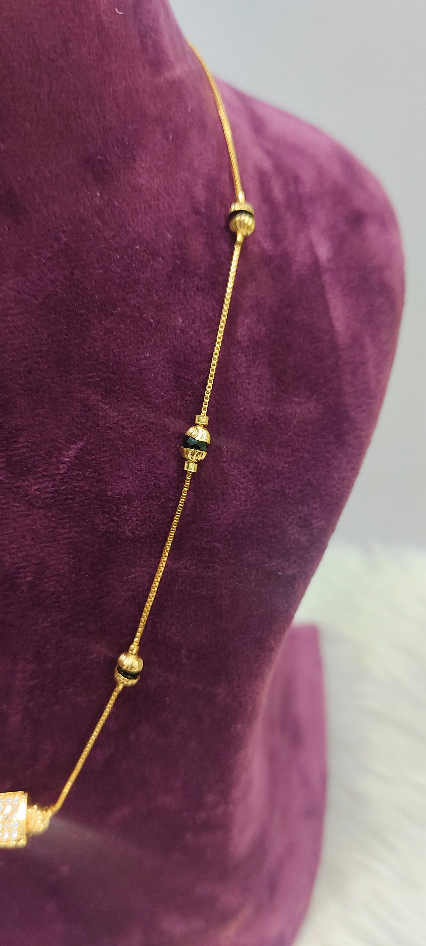 Premium micro gold plated 18" length short black beads