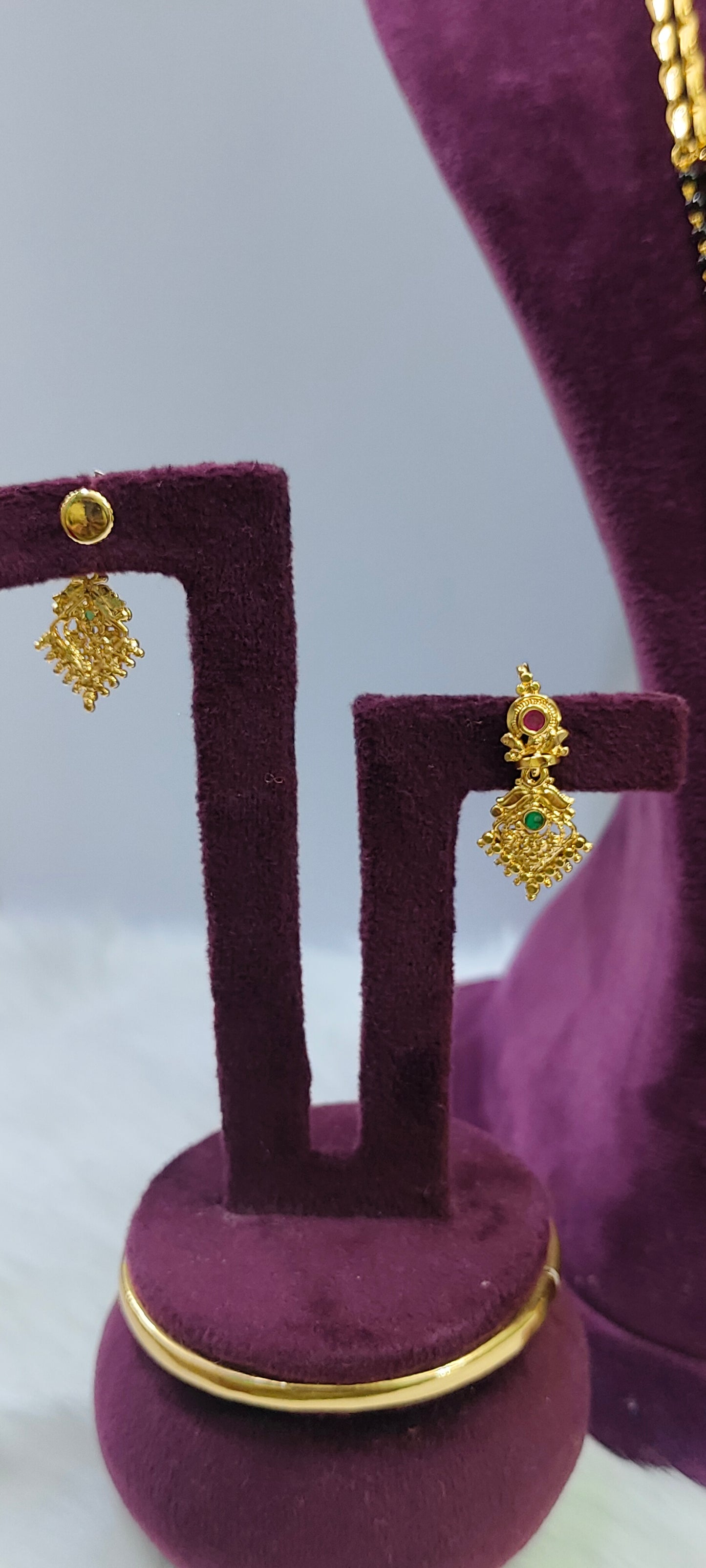 Daily wear black beads with earrings ( combo)