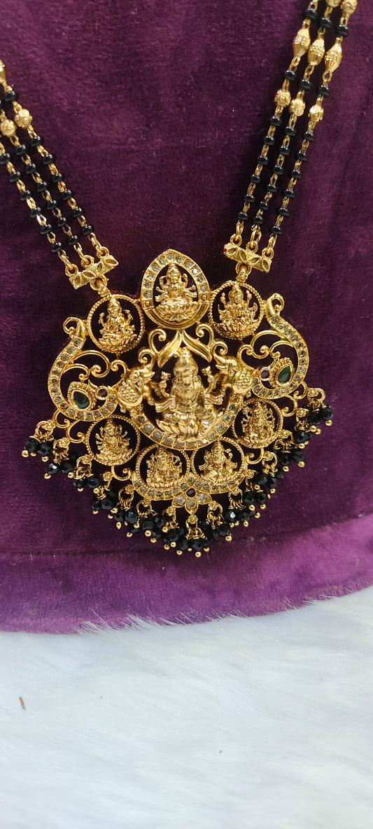 Premium Nakshi 32" length nakshi ashta Lakshmi black beads