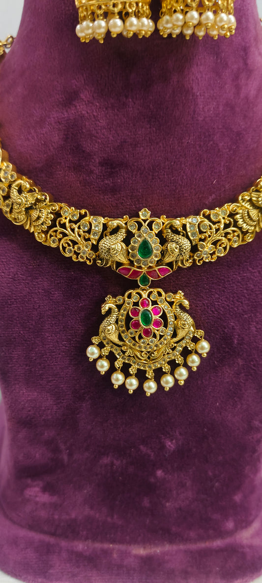 Exactly gold copy nakshi necklace set