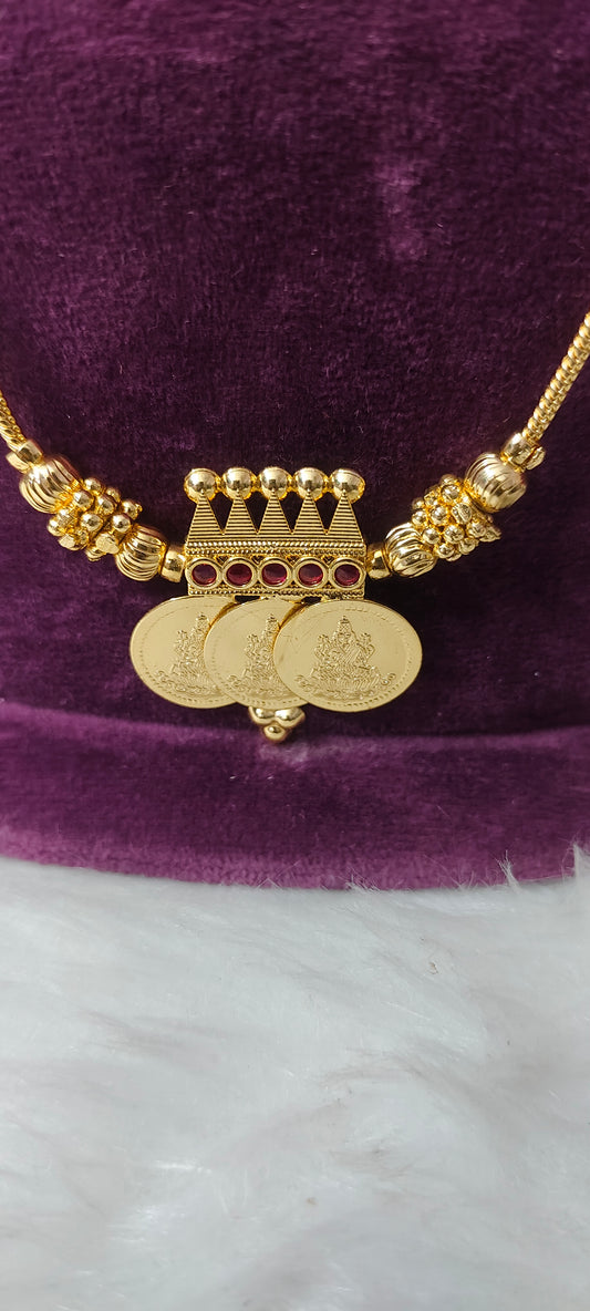 Premium micro gold plated kasu necklace with 18" length