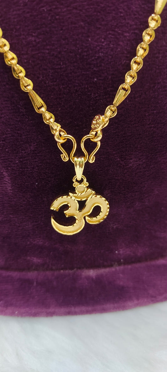 Same as gold om pendant with 20" length chain