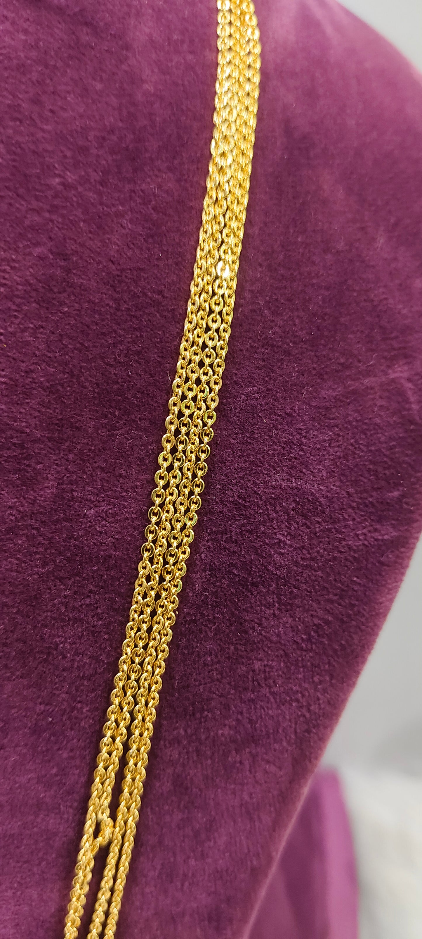 Premium micro gold 4 line chandraharam with swam pendant with 28" length