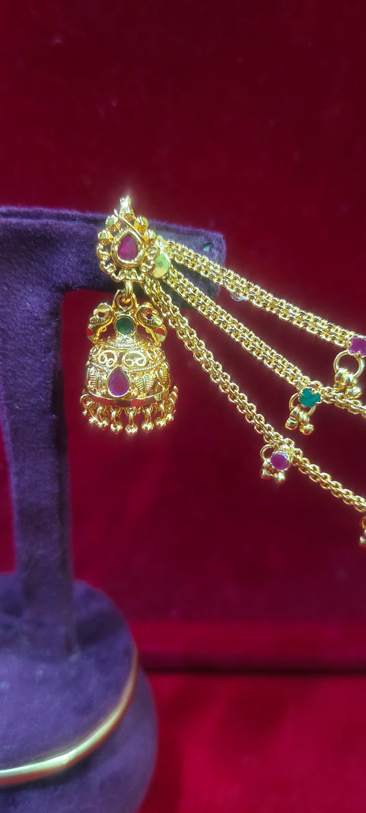100% gold look jumkas and earchains combo