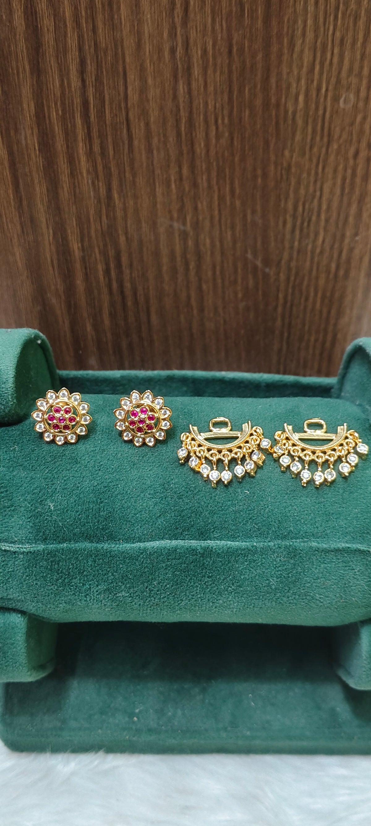 Pure panchaloham daimond look studs with detachable hangingd