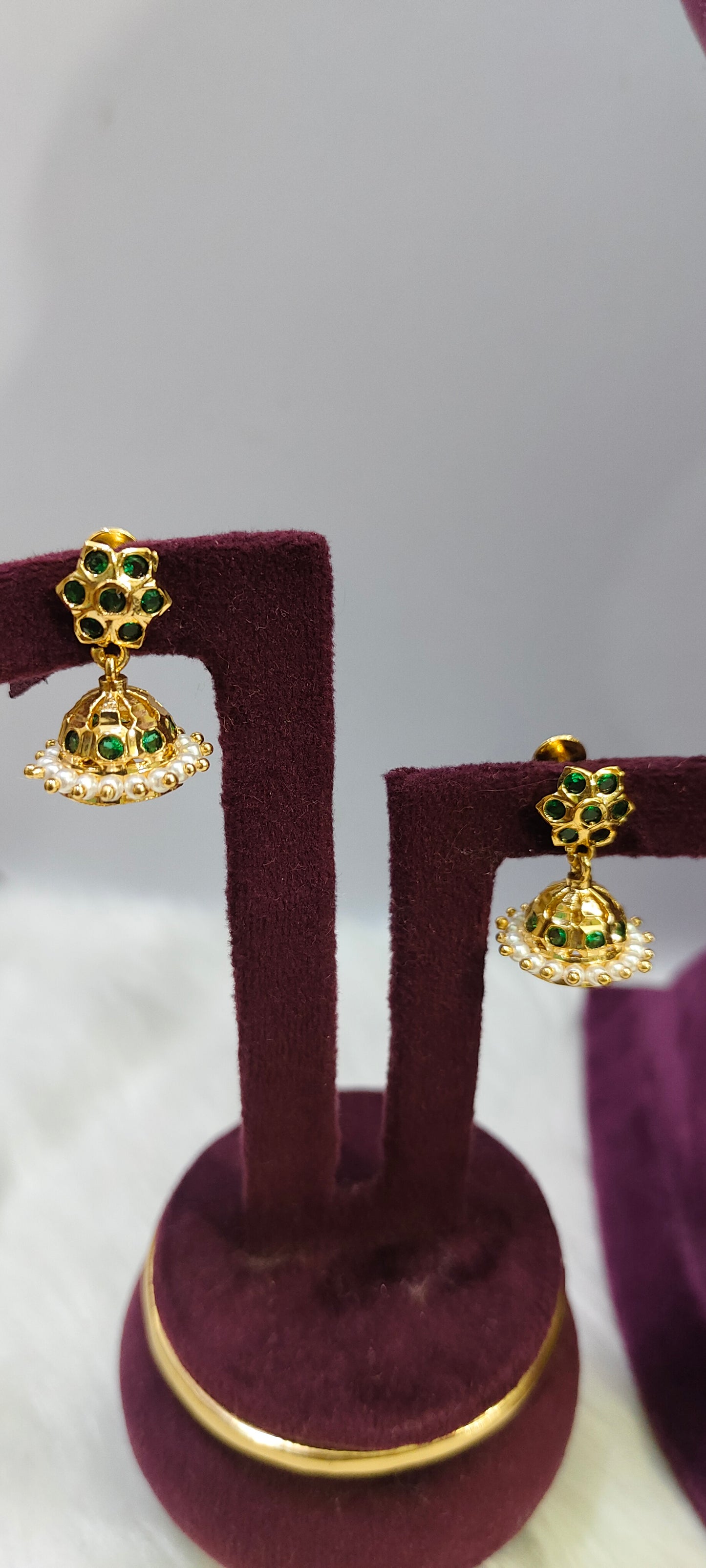 Pure panchaloham pendant with micro30" black beads with panchaloham jumkas combo
