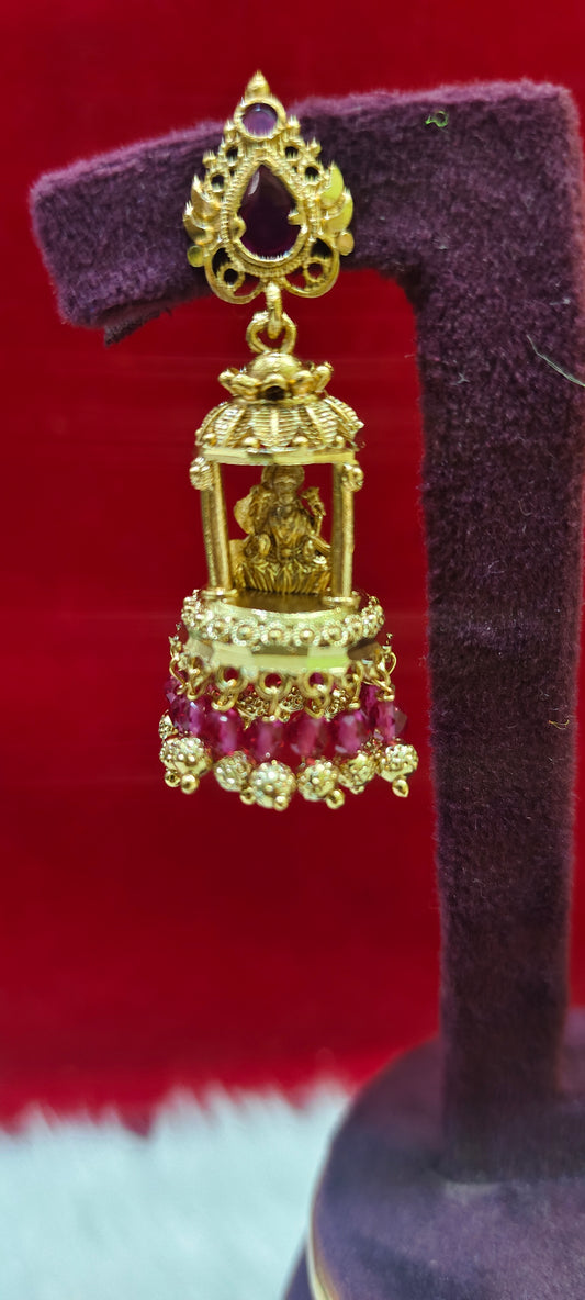 Premium gold look Lakshmi Dev jumkas