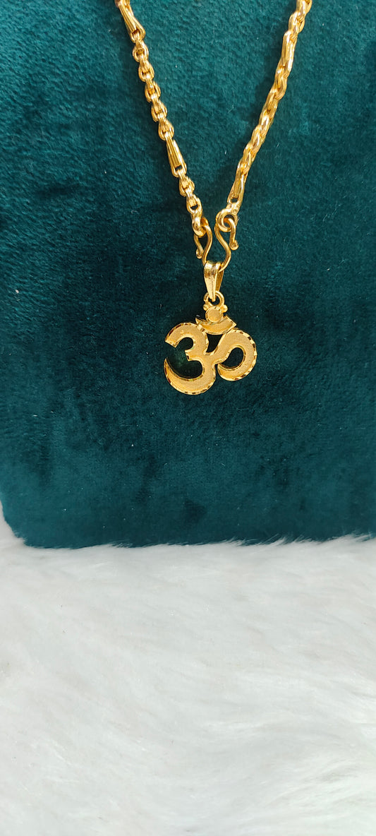 100% gold look om pendant with 20" length 5+1 chain