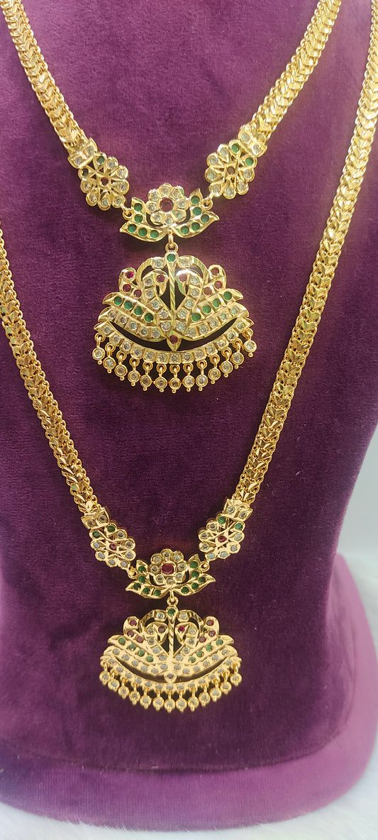 Panchaloham necklace and long haram set