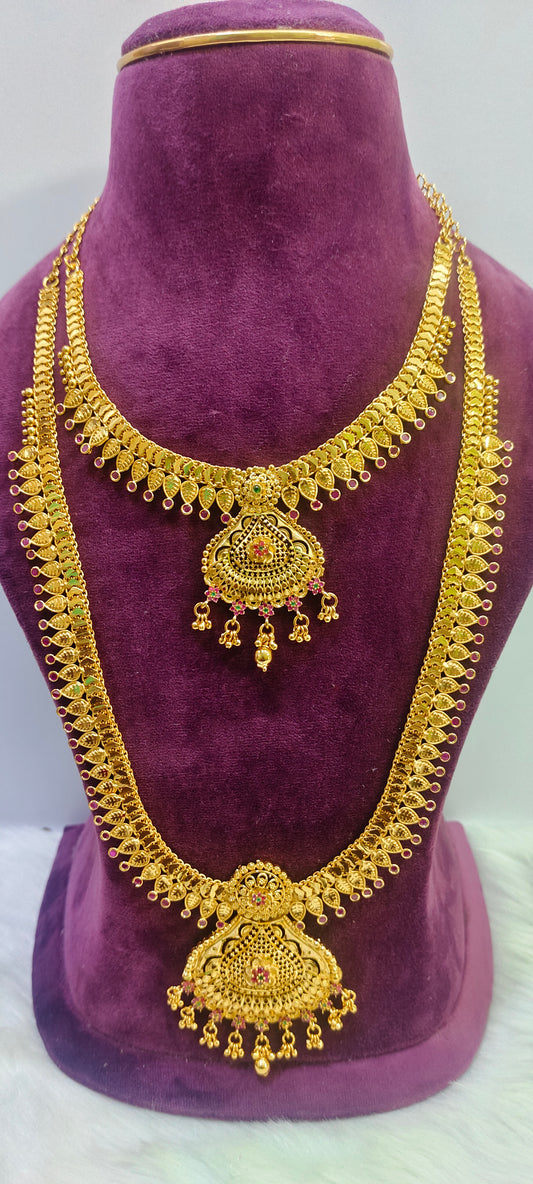 100% gold look  necklace &haram combo set