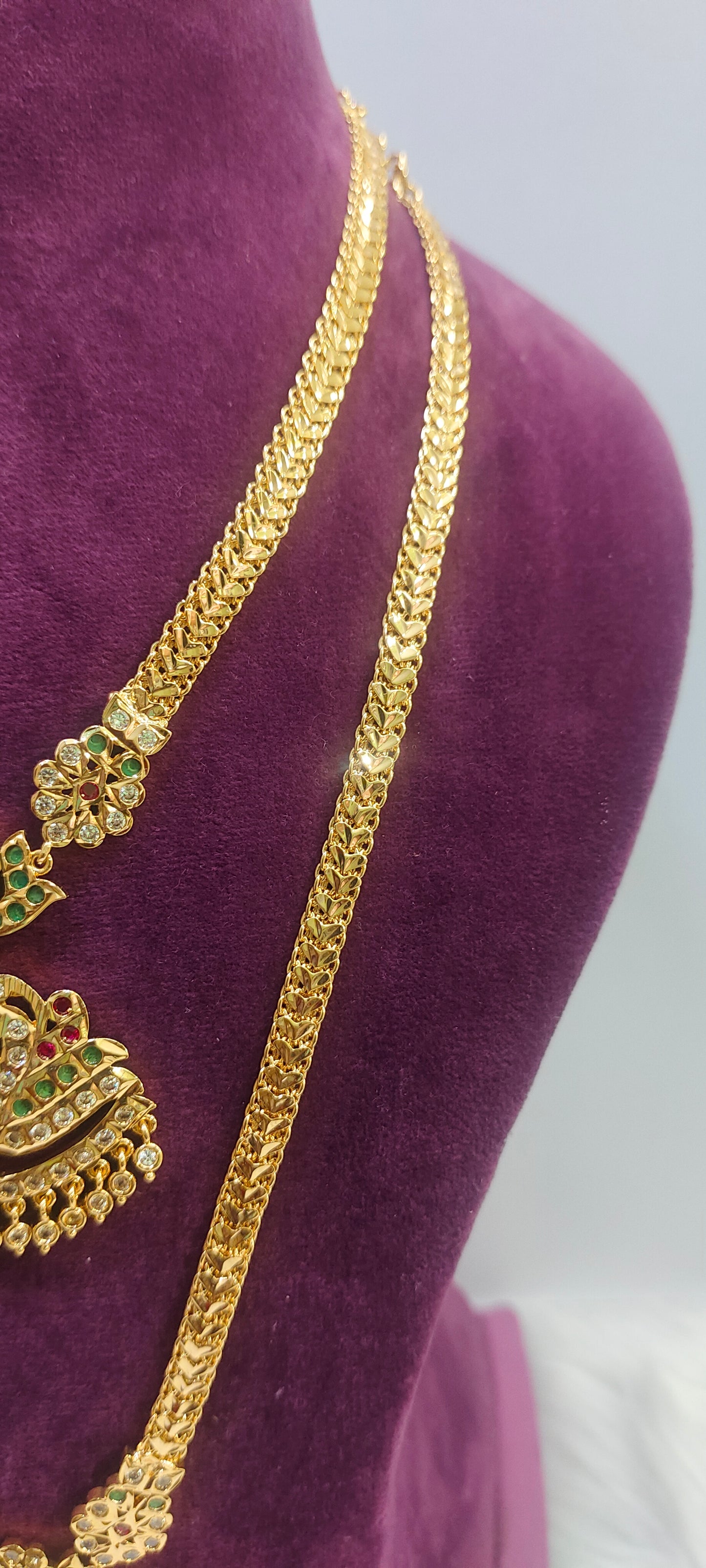 Panchaloham necklace and long haram set