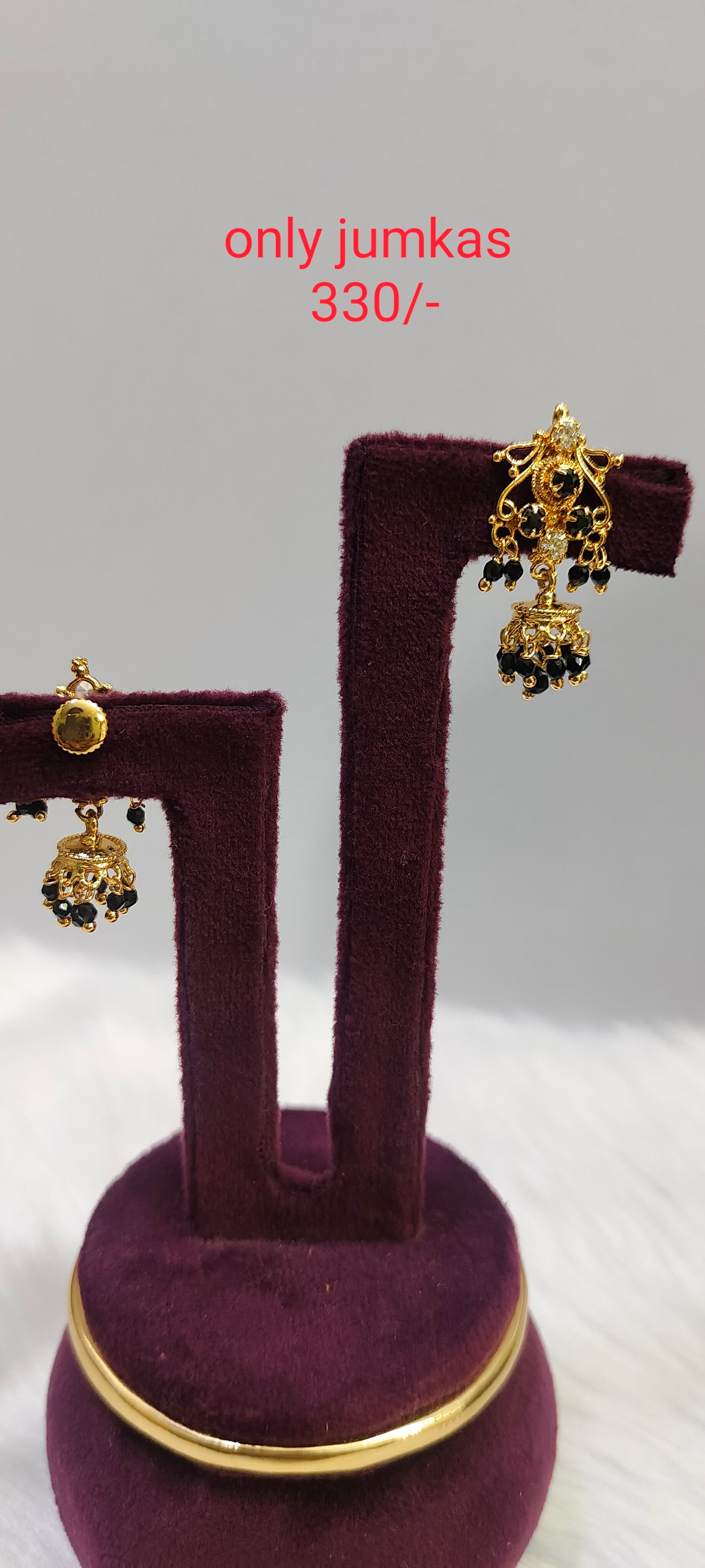 Daily black 2 step beads with cute earrings (combo)