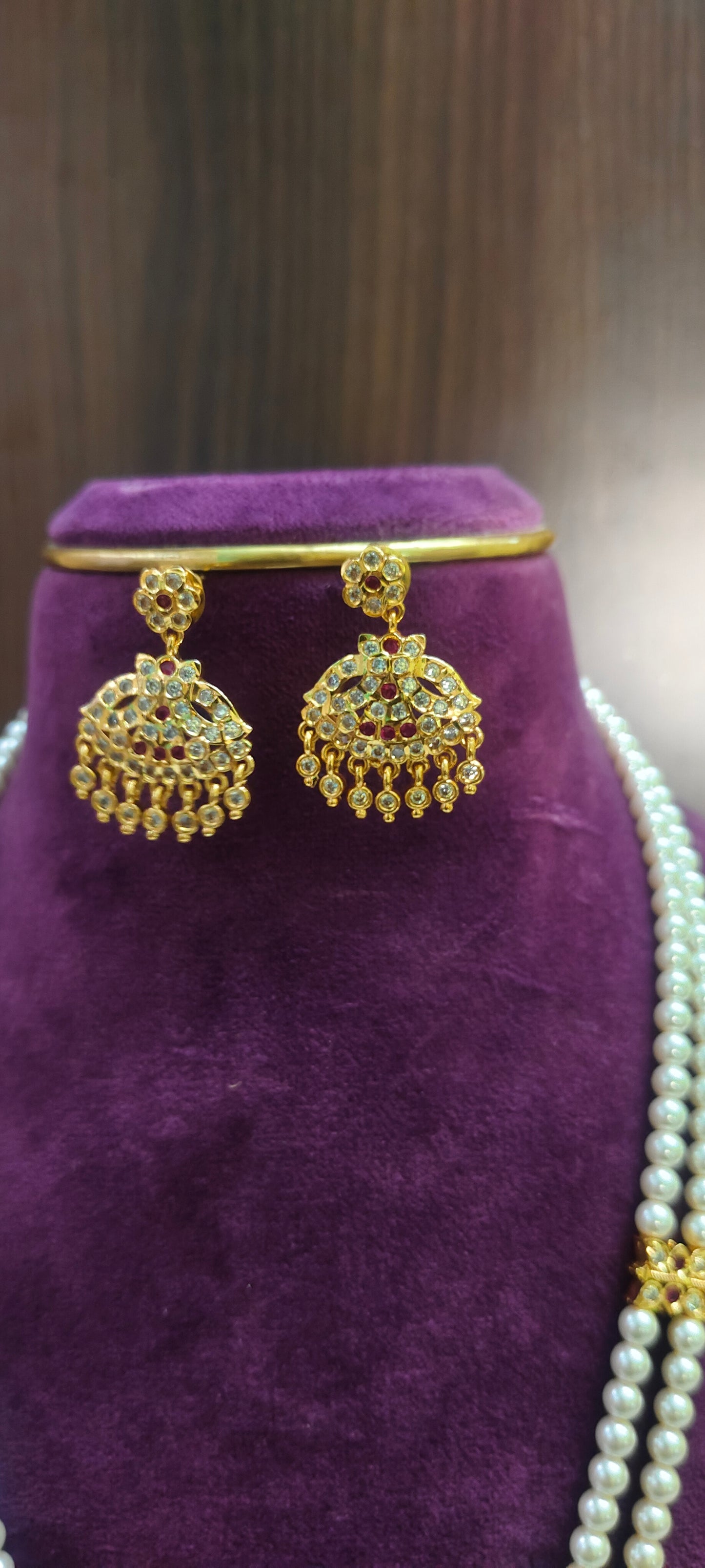 Pure panchaloham 28" length rani haram with earrings