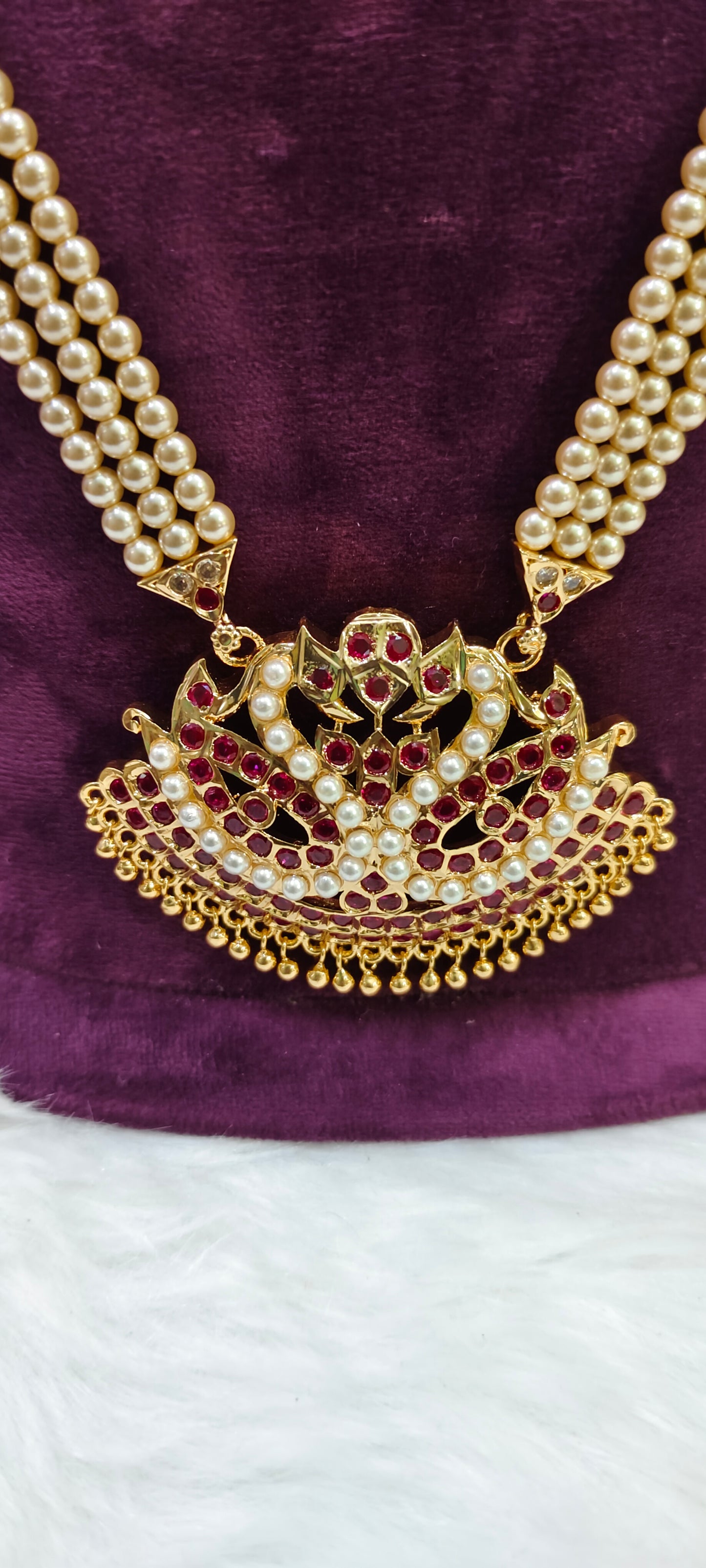 Pure panchaloham rani haram with premium pearls