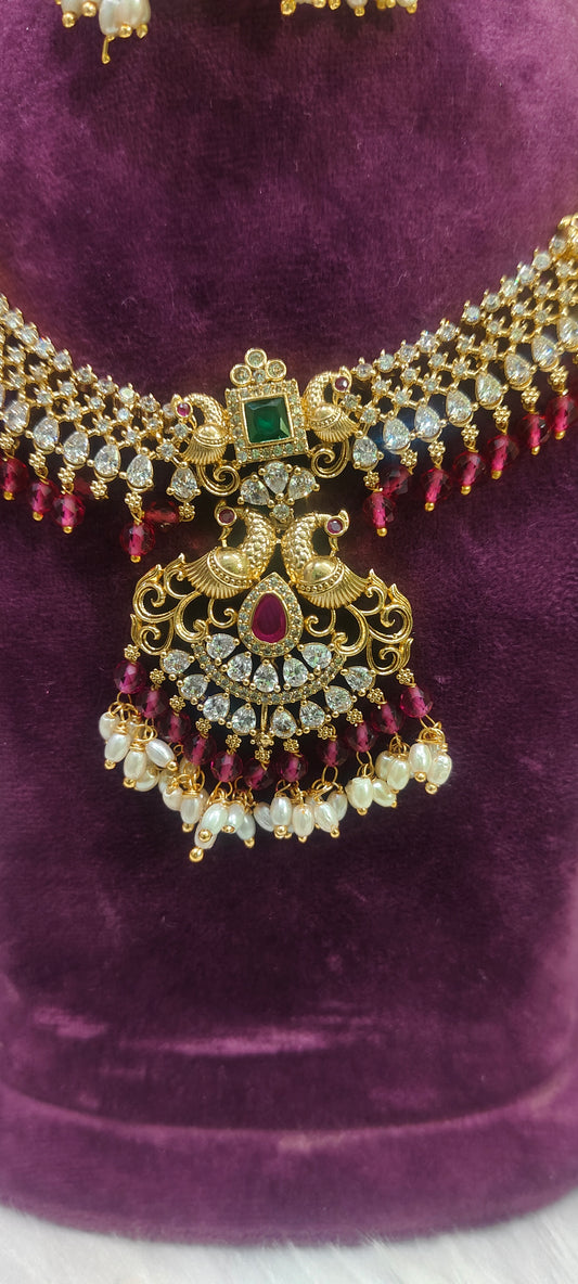 Stunning nakshi dimond look necklace set