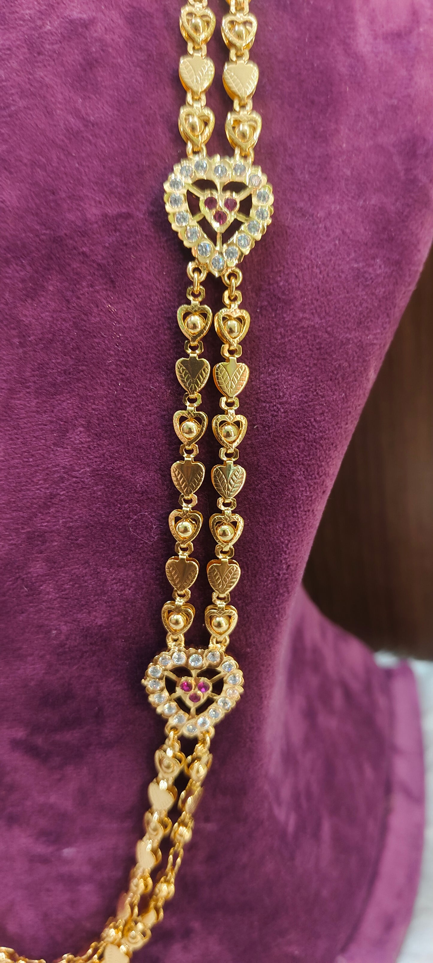 Pure panchaloham heart shape long haram with 28" length