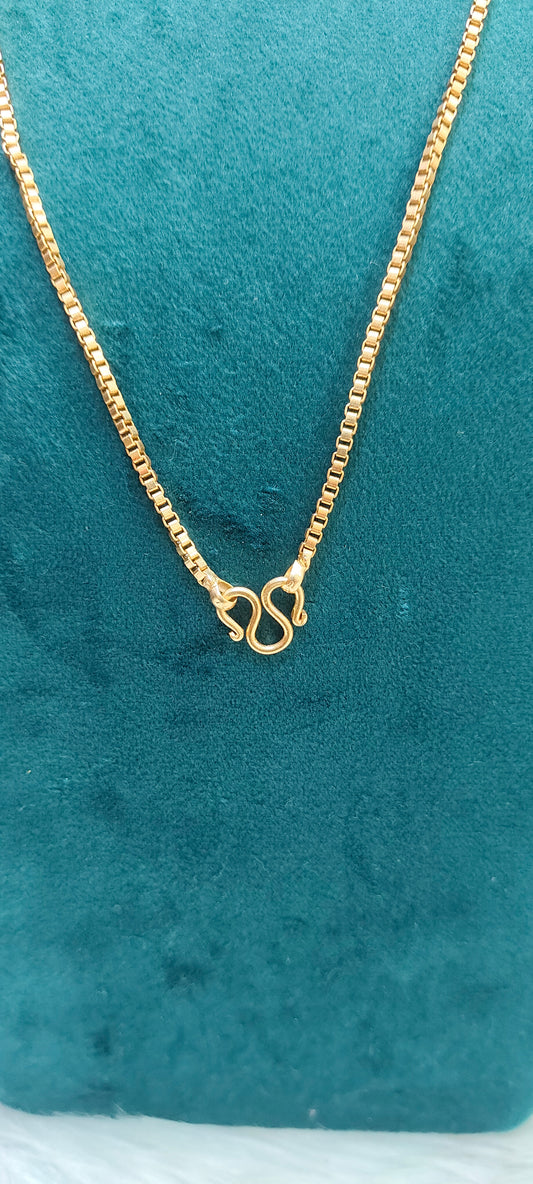 Pure panchaloham unpolished 18" length simple gold model chain