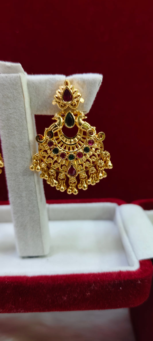 100% gold look chandbali earrings