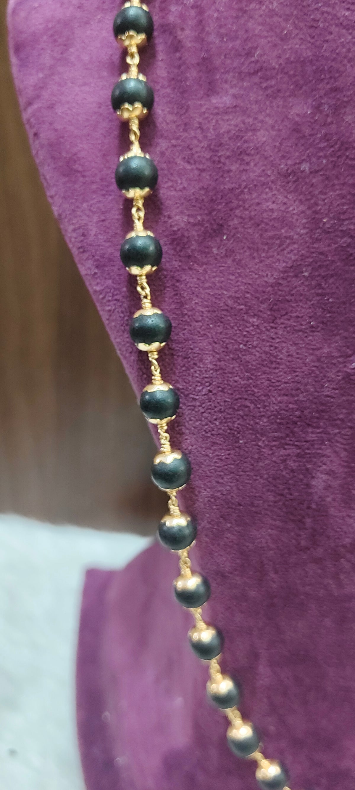 Original 8 mm karungali mala with panchaloham caping