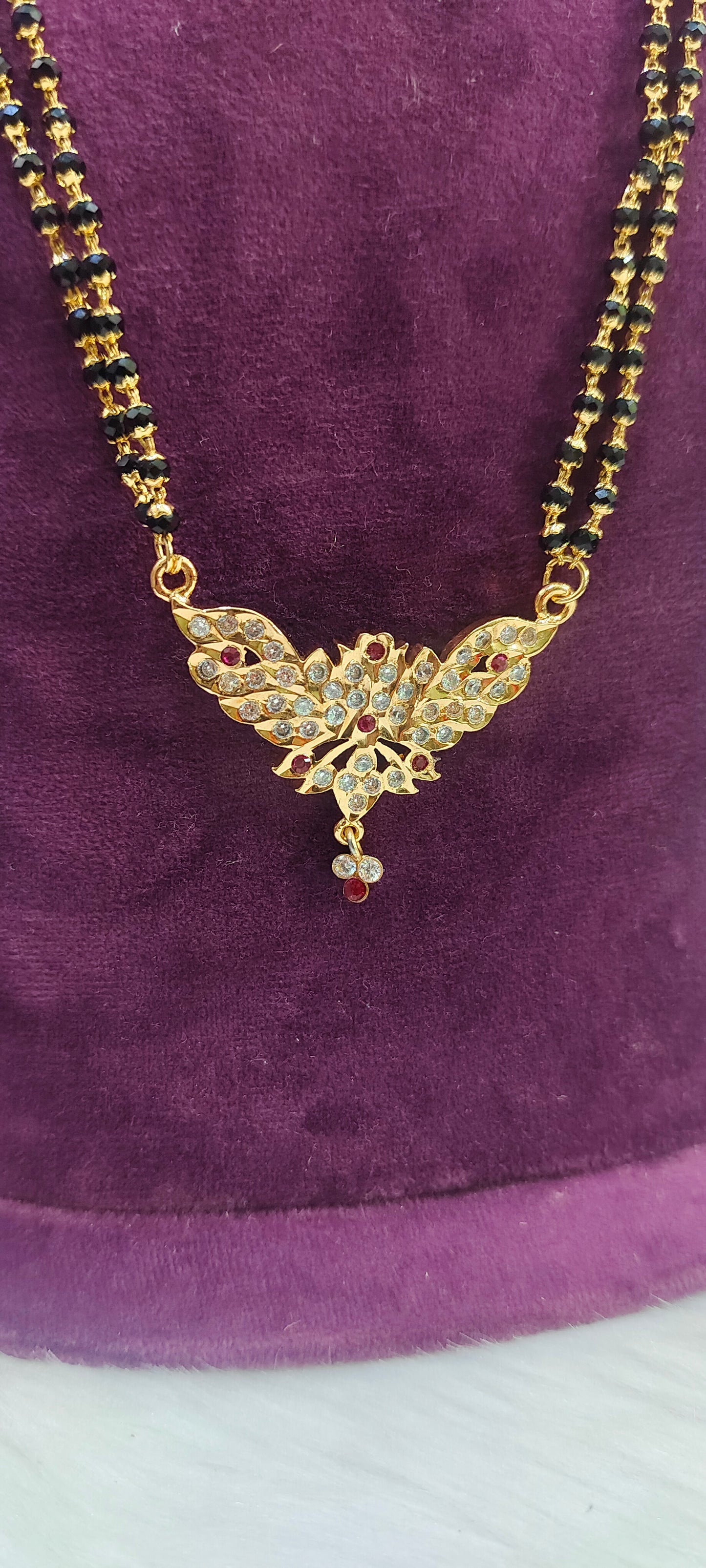 Pure panchaloham pendant with micro black beads with free panchaloham vanki ring